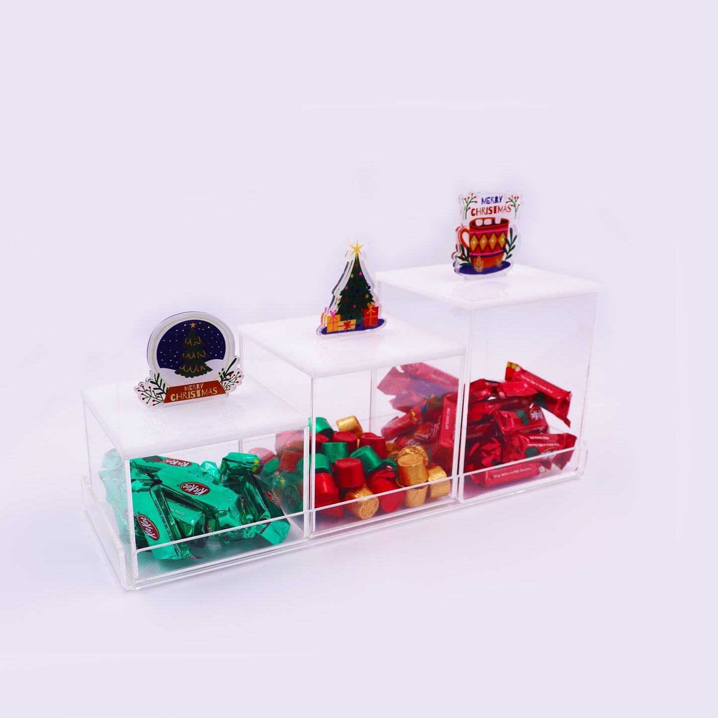 3 boxes with tray
