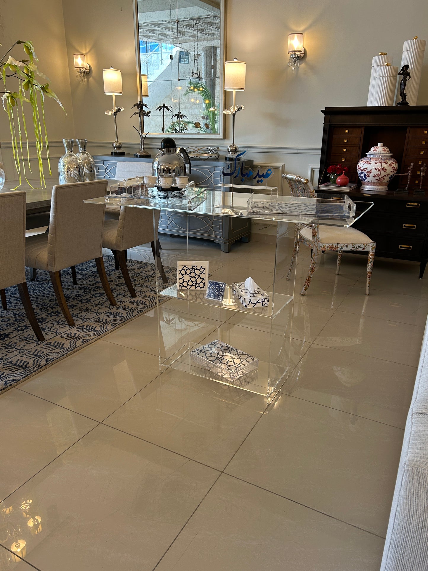 Acrylic Table With Shelf
