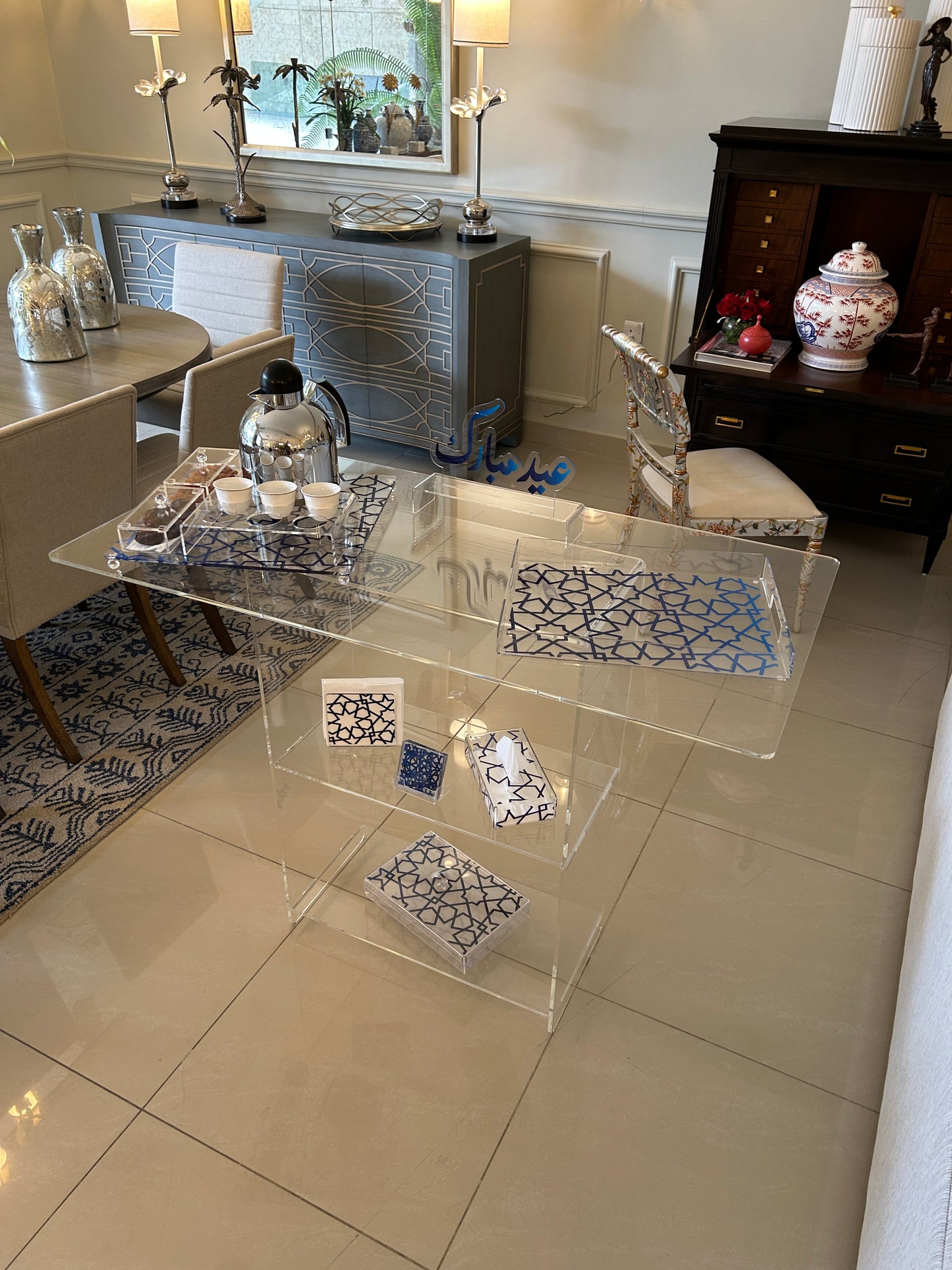 Acrylic Table With Shelf