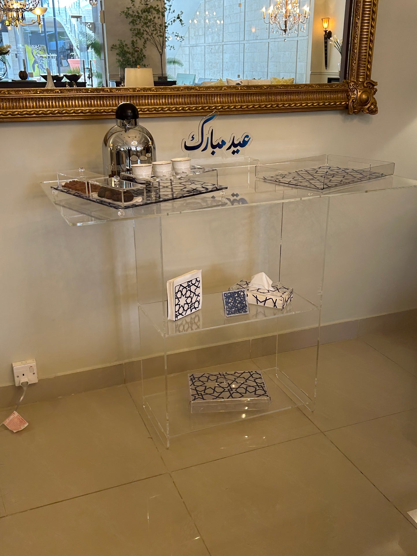 Acrylic Table With Shelf