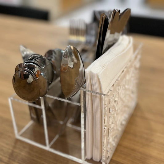 Cutlery holder with engraved design